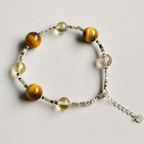 Handmade tiger eye bracelet with golden citrine accents