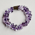 Handmade purple amethyst crystal bracelet with agarwood accents