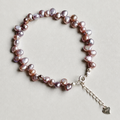 Handmade purple baroque pearl bracelet with silver accents