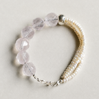 Handmade rose quartz and freshwater pearl bracelet