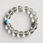 Handmade larimar and clear quartz bracelet with silver accent